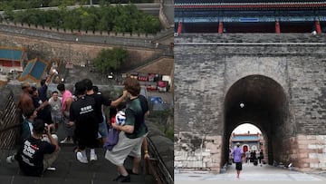 El toque de Lamine Yamal con un balón lanzado desde la muralla china