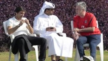 Nasser Al-Khelaifi, con Leonardo y Ancelotti.