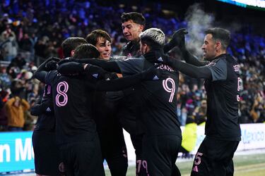 Celebración de los jugadores del Inter Miami tras el gol de Lionel Messi.