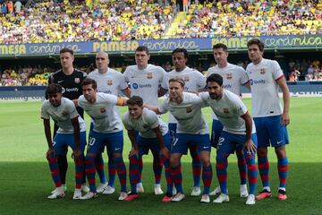 Once titular del Barcelona: Ter Stegen, Oriol Romeu, Andreas Christensen, Jules Koundé, Robert Lewandowski, Marcos Alonso, Lamine Yamal, Sergi Roberto, Gavi, Frenkie De Jong, Ilkay Gundogan.