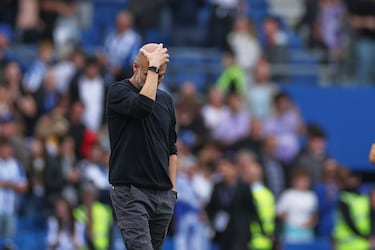 Pep Guardiola  tras la derrota del Manchester City frente al Brighton & Hove Albion.