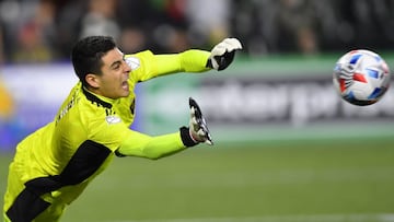 PORTLAND, OREGON - DECEMBER 04: David Ochoa #1 of Real Salt Lake dives for the ball during the second half of the 2021 MLS Western Conference Playoff Final against the Portland Timbers at Providence Park on December 04, 2021 in Portland, Oregon. The Portland Timbers won 2-0. Alika Jenner/Getty Images/AFP
== FOR NEWSPAPERS, INTERNET, TELCOS & TELEVISION USE ONLY ==