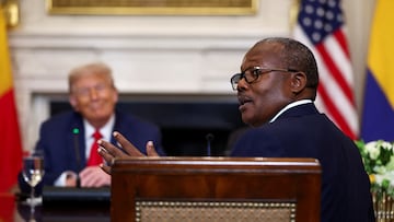 FILE PHOTO: Guinea-Bissau's President Umaro Sissoco attends a lunch for African representatives of Gabon, Guinea-Bissau, Liberia, Mauritania, and Senegal hosted by U.S. President Donald Trump in the State Dining Room at the White House in Washington, D.C., U.S., July 9, 2025. REUTERS/Kevin Lamarque/File Photo