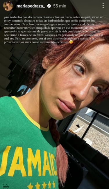María Pedraza responde a las “barbaridades” por su físico: “Tengo salud”