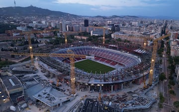 Vista aérea del avance de las obras del Spotify Camp Nou.