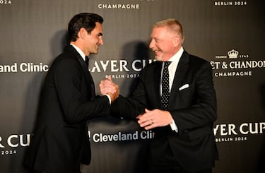 Roger Federer y Boris Becker durante la alfombra negra de la ceremonia inaugural de la Laver Cup celebrada en el Uber Arana de Berlin.