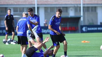 Aimar durante el entrenamiento de hoy en Tajonar.