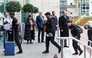 Rodrygo Goes, Endrick Felipe y Brahim Díaz llegando al hotel. 

 