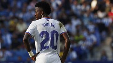 Vinicius, en un momento del partido que enfrentó al Real Madrid con el Espanyol.