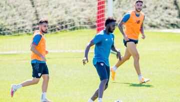 Unai López, Williams y Núñez, este lunes en Lezama.