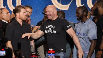 Canelo Álvarez, Dana White y Terence Crawford.