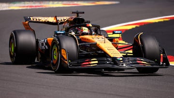 McLaren's Australian driver Oscar Piastri takes part in the first practice session ahead of the Formula One Belgian Grand Prix at the Spa-Francorchamps circuit in Spa, on July 25, 2025. (Photo by SIMON WOHLFAHRT / AFP)