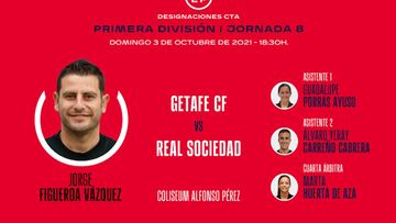 Cuarteto arbitral del Getafe-Real Sociedad.