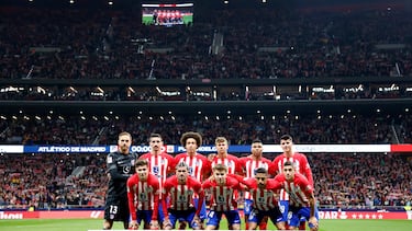 El once del Atlético que formó ante el Barcelona.