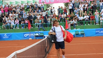 El tenista español y capitán español de Copa Davis David Ferrer, durante su participación en la II Copa Leyendas del Club Tenis Albacete.
