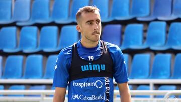 Rubén Díez, jugador del CD Tenerife, durante una sesión de entrenamiento.