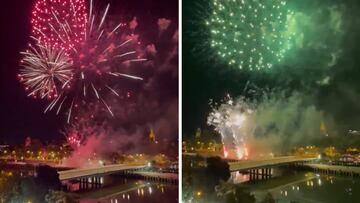 Así fue la traca final de los fuegos artificiales de la Feria de Sevilla de 2023
