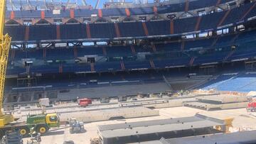 En el Bernabéu, los trabajadores continúan con su labor a un ritmo galopante