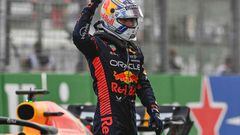 Red Bull Racing's Dutch driver Max Verstappen celebrates after winning the Dutch Formula One Grand Prix race at The Circuit Zandvoort, in Zandvoort on August 27, 2023. (Photo by JOHN THYS / AFP)