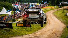 Kalle Rovanperä (FIN) Jonne Halttunen (FIN) Of team TOYOTA GAZOO RACING WRT are seen performing during the  World Rally Championship Estonia in Tartu, Estonia on  16,July // Jaanus Ree / Red Bull Content Pool // SI202207160198 // Usage for editorial use only // 