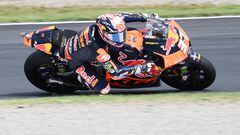Red Bull KTM Ajo rider Pedro Acosta of Spain rides his motorcycle during the Moto2 class practice 3 session of the MotoGP Japanese Grand Prix at the Mobility Resort Motegi in Motegi, Tochigi prefecture on September 30, 2023. (Photo by Toshifumi KITAMURA / AFP)