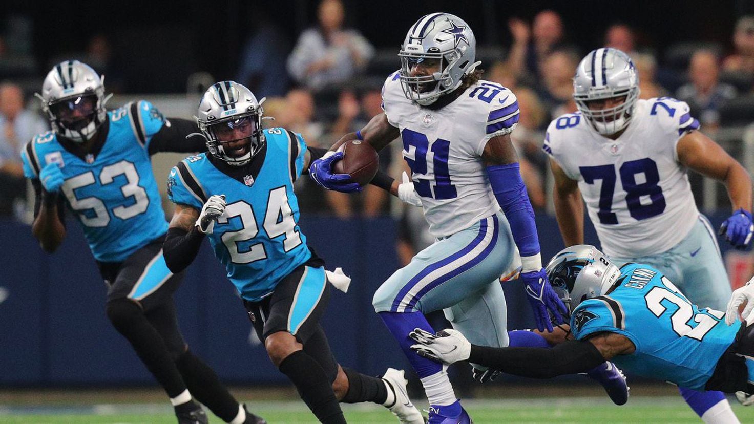 Elliott, Cowboys run over top defense, beat Panthers 36-28