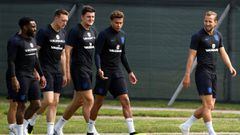 Jugadores de Inglaterra durante un entrenamiento previo al debut en el Mundial de Rusia 2018