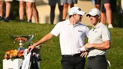 MEMPHIS, TENNESSEE - AUGUST 12: Patrick Cantlay and Rory McIlroy of Northern Ireland at the 10th tee during the second round of the FedEx St. Jude Championship at TPC Southwind on August 12, 2022 in Memphis, Tennessee. (Photo by Tracy Wilcox/PGA TOUR via Getty Images)