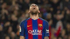 Paco alcacer celebrates his first goal for Barcelona