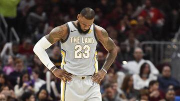 Feb 3, 2018; Cleveland, OH, USA; Cleveland Cavaliers forward LeBron James (23) stands alone during the second half against the Houston Rockets at Quicken Loans Arena. Mandatory Credit: Ken Blaze-USA TODAY Sports