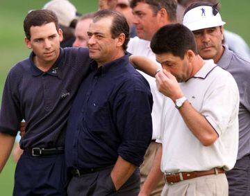 Sergio García, Constantino Rocca, Darren Clarke, Jose María Olazabal y Seve Ballesteros, en el Volvo Masters European Tour de 1999.