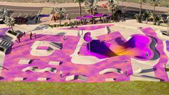 Vista a&eacute;rea de la recreaci&oacute;n del nuevo skatepark de Marbella, dise&ntilde;ado por Huete Arquitectos. 