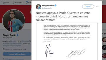 Diego Godín and Luis Suárez declare support for Paolo Guerrero