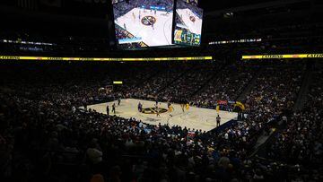 May 16, 2023; Denver, Colorado, USA; General view in the first half between the Los Angeles Lakers and the Denver Nuggets during game one of the Western Conference Finals for the 2023 NBA playoffs at Ball Arena. Mandatory Credit: Ron Chenoy-USA TODAY Sports