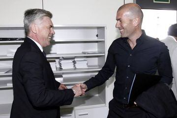 Ancelotti y Zidane, pareja técnica en el Real Madrid.