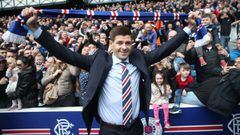 GLASGOW, SCOTLAND - MAY 04:  Steven Gerrard is unveiled as the new manager of Rangers football Club at Ibrox Stadium on May 4, 2018 in Glasgow, Scotland. (Photo by Ian MacNicol/Getty Images)