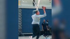 Denver Nuggets star Nikola Jokic makes basketball moves look effortless, and apparently he could give some NFL tight ends a run for their money, too.