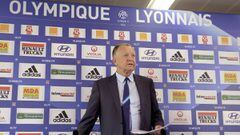 French L1 football club Olympique Lyonnais (OL) president Jean-Michel Aulas arrives for a press conference to present the upcoming 2013/14 season, on June 27, 2013 in Lyon.      AFP PHOTO / PHILIPPE DESMAZES