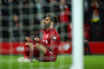 Mohamed Salah of Liverpool celebrates after making it 5-0.