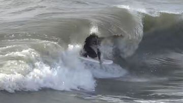 Ben Gravy surfeando en la ola que le fractur&oacute; la clav&iacute;cula en noviembre del 2022. 