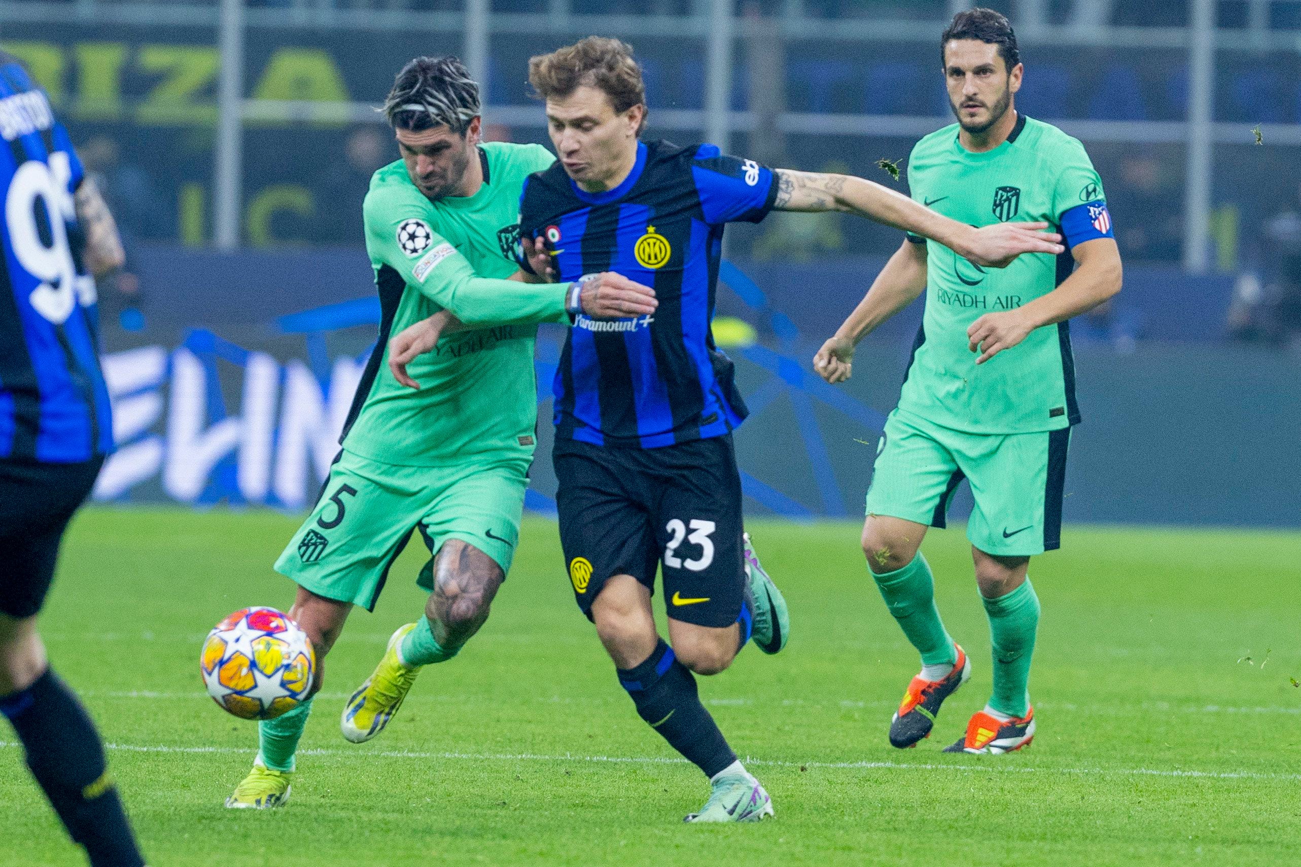 20/02/24  PARTIDO CHAMPIONS LEAGUE OCTAVOS IDA 
ESTADIO GIUSEPPE MEAZZA SAN SIRO
INTER DE MILAN - ATLETICO DE MADRID
RODRIGU DE PAUL Y NICOLO BARELLA