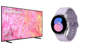 Televisor Samsung QLED y smartwatch Samsung Galaxy Watch5