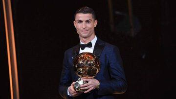 When did Cristiano Ronaldo win his Ballon d'Or awards? Seasons and stats