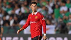 Manchester United's Portuguese striker Cristiano Ronaldo looks on during the UEFA Europa League group E football match between Cyprus' Omonia Nicosia and England's Manchester United at GSP stadium in the capital Nicosia on October 6, 2022. (Photo by AFP)