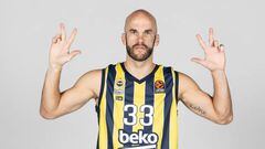 ISTANBUL, TURKEY - SEPTEMBER 25: Nick Calathes, #33 poses during the Fenerbahce Beko Istanbul Turkish Airlines EuroLeague Media Day 2022/2023 at Ulker Sports Arena on September 25, 2022 in Istanbul, Turkey. (Photo by Tolga Adanali/Euroleague Basketball via Getty Images)