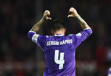 Ramos celebrates after scoring Real's second goal.