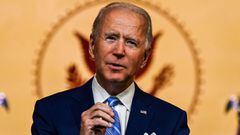 El presidente electo de Estados Unidos, Joe Biden, pronuncia un discurso de Acci&oacute;n de Gracias en el Queen Theatre en Wilmington, Delaware, el 25 de noviembre de 2020.