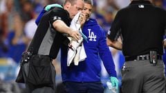 MLB umpire Nathan Tomlinson had a very scary moment when a shattered bat struck him in the face during the Dodgers 2-0 win over the Angels