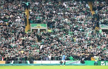 Celtic Park celebrates during the Old Firm derby.