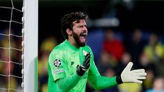 CASTELLON, SPAIN - MAY 3: Allison Becker of Liverpool FC  during the UEFA Champions League  match between Villarreal v Liverpool at the Estadio de la Ceramica on May 3, 2022 in Castellon Spain (Photo by David S. Bustamante/Soccrates/Getty Images)